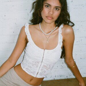 Motel Rocks Laru Ivory Lace Corset Top Size S NWT